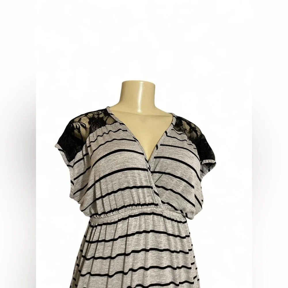Pinc Black and White Striped Maxi Dress - Picture 3 of 4